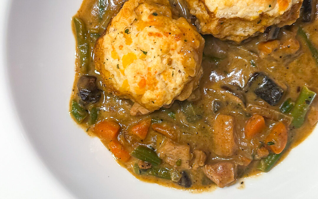 Chicken Pot Pie with Cheddar Bay Biscuits